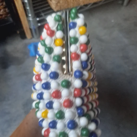 Vintage 1950's Bubble Beads Purse Yellow, Red, & Geen Handbag - Picture 6 of 12